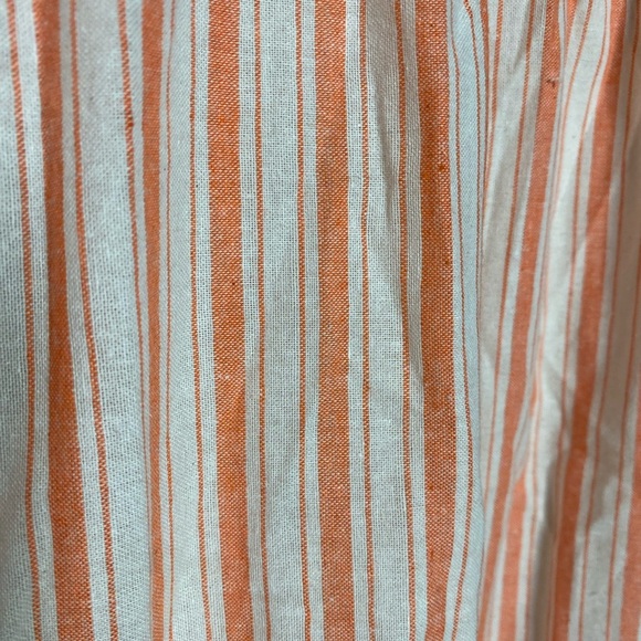 Boutique COTTON tangerine/cream stripe lace appliqué yolk flowy lined dress SZ M - Picture 8 of 8